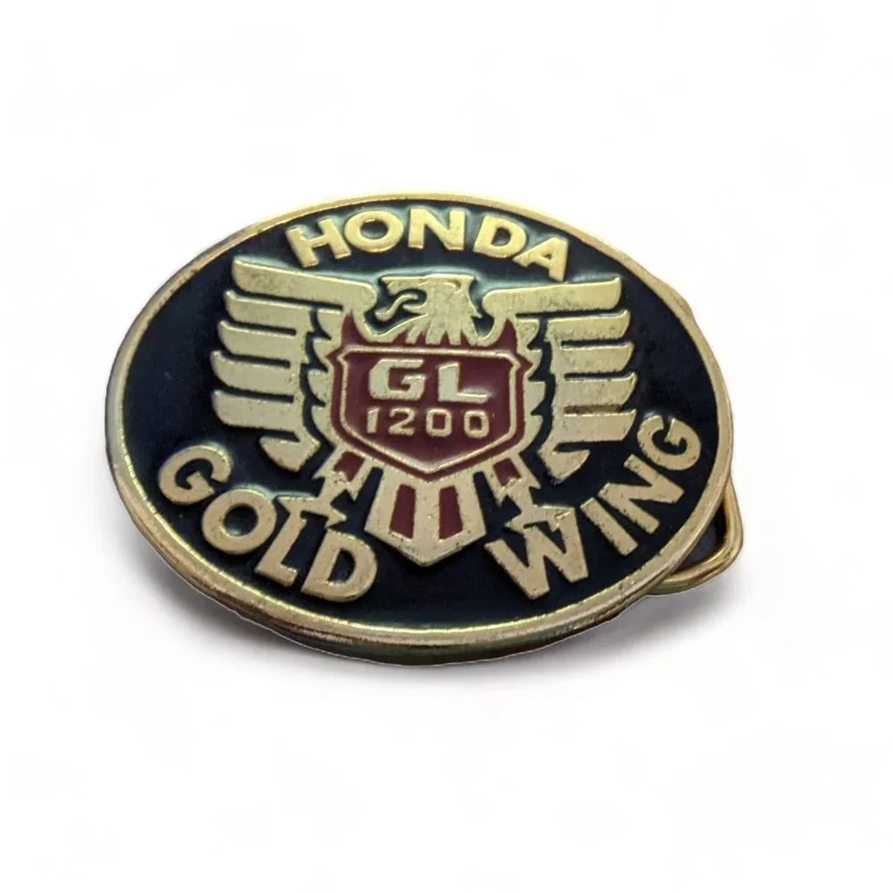 Vintage Honda GL1200 Gold Wing Gold Tone Oval Belt Buckle 2 3/4